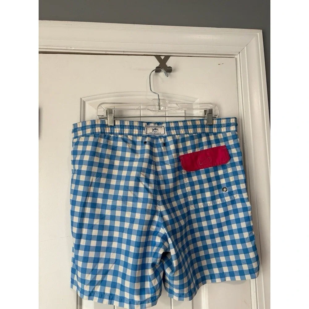 Southern Tide Blue White Checked Swim Trunks Size Small